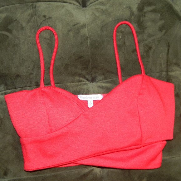 Red Crossover Crop Top - Picture 1 of 2